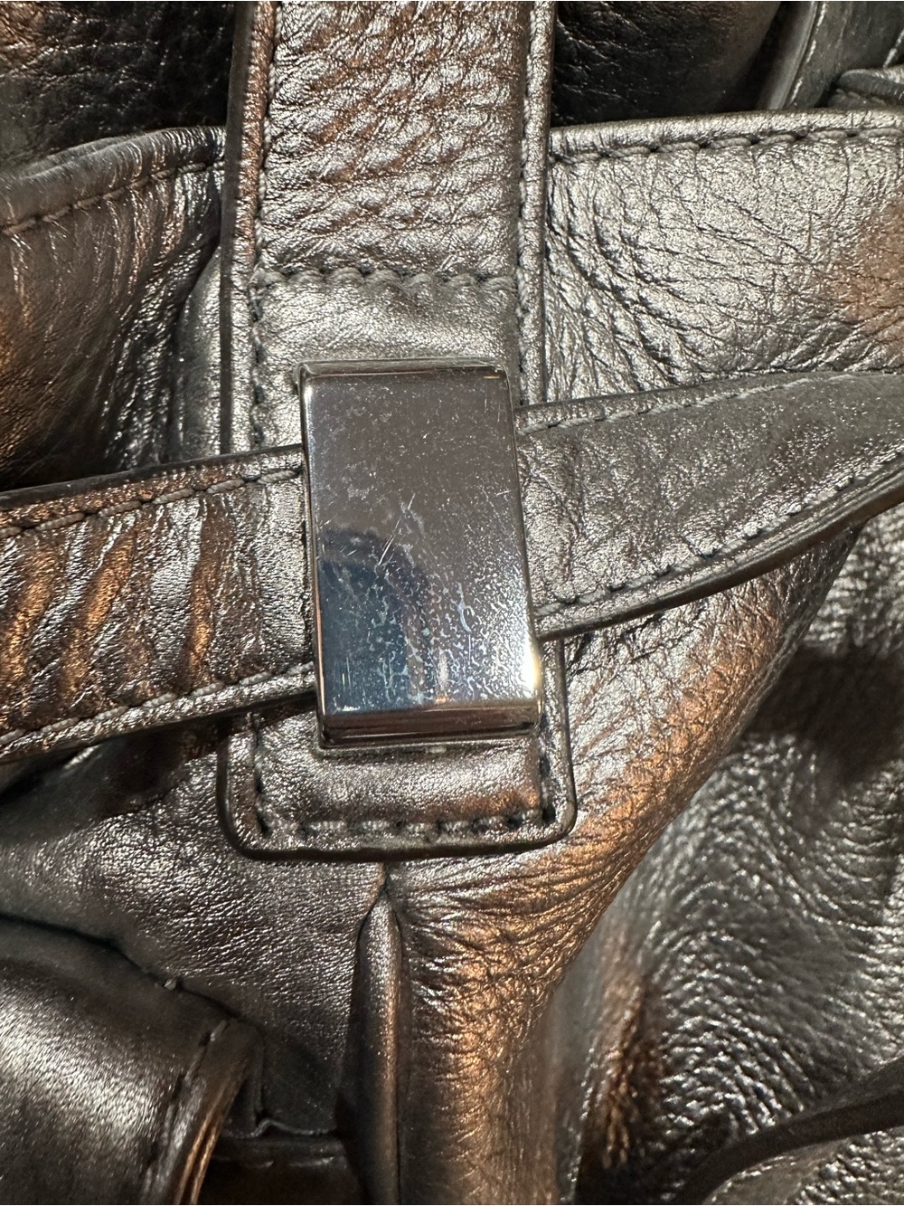 Michael Kors Beverly Large Leather Metallic Pewter Satchel - Picture 15 of 15